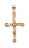 Two-Tone Floral Inspired Cross Pendant, 14k Yellow and Rose Gold (24.25 X 15.50 MM)