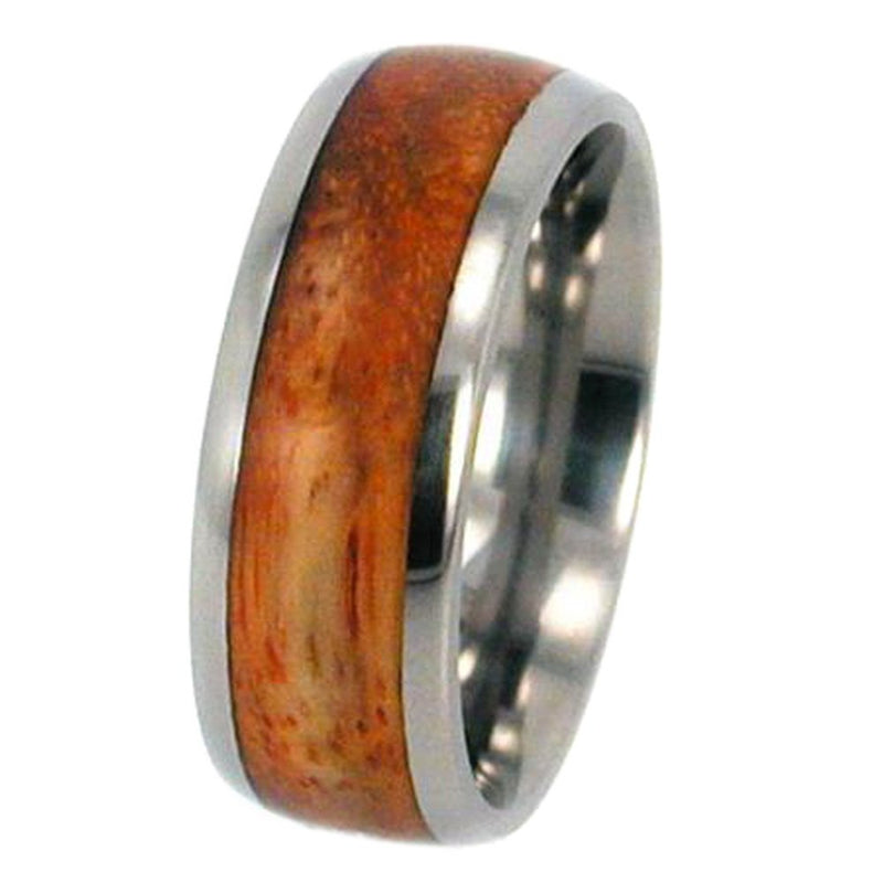 Canary Wood Inlay 8mm Comfort Fit Titanium Wedding Band, Size 12.75