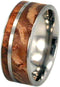 Custom Olive Wood with Titanium Pinstripe 8mm Comfort Fit Titanium Band, Size 6.75