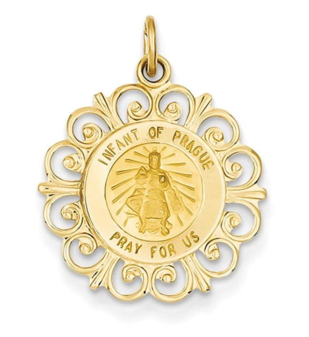 14k Yellow Gold Infant of Prague Medal Charm (24X19MM)