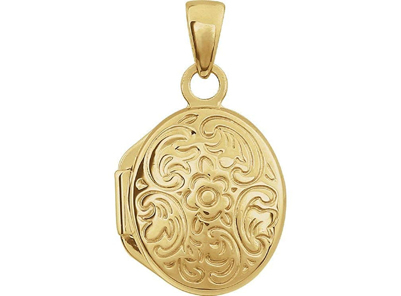 Childrens 14k Yellow Gold Vintage Style Oval Locket