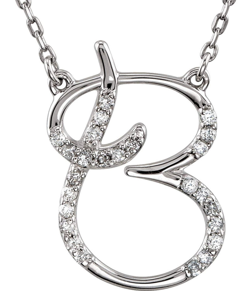 Diamond Alphabet Initial 'B' Rhodium-Plate 14k White Gold Pendant Necklace, 17" (GH, I1, 1/8 Ctw)