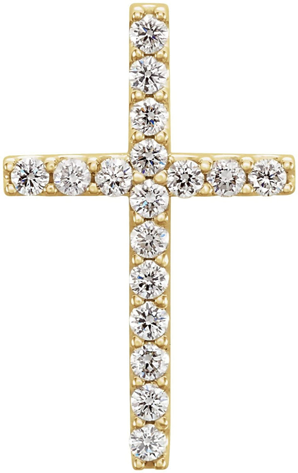 17-Stone Diamond Petite Cross Pendant in 14k Yellow Gold, (1/4 Ctw, GH Color, I1 Clarity)