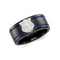 Edward Mirell Black Titanium Blue Anodized with SS Police Shield Tag 10mm Flat Band