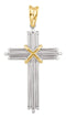 Two-Tone Rope Cross Sterling Silver and 14k Yellow Gold Pendant (36.75X24.5 MM)