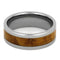 Teak Burl Wood Inlay and His and Hers Titanium Wedding Band Set