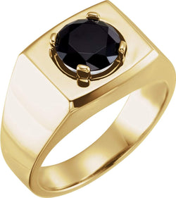 Men's Raised Onyx 8.2mm Flat Top Ring, 14k Yellow Gold, Size 7