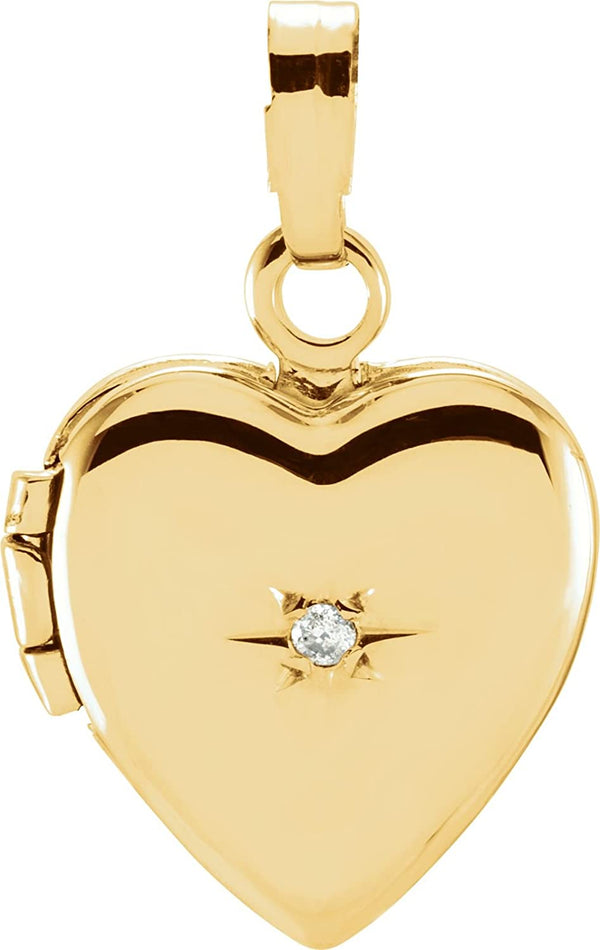 Petite 14k Yellow Gold Diamond Heart Locket