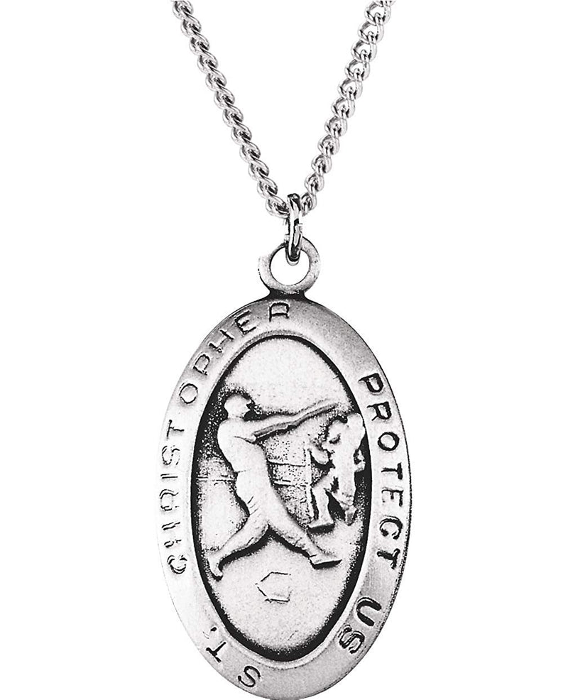 Round Boy's St. Christopher Golf Necklace With Chain + 24