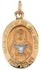 14k Yellow and White Gold Two Tone Mary of Holy Spirit Medal (15x11 MM)