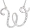 14k White Gold Diamond W Alphabet Initial Script Letter Necklace (GH Color, I1 Clarity, 1/6 Cttw)