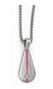 Edward Mirell Titanium Pink Anodized with Pink Sapphire Teardrop Pendant Necklace, 16"-18"