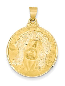 14k Yellow Gold Head Of Christ Medal Round Pendant (34X24MM)