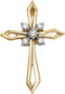 Diamond Passion Lotus Cross 14k Yellow Gold Pendant