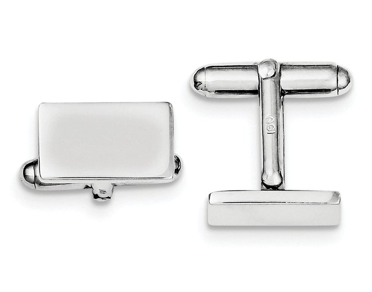 Rhodium-Plated Sterling Silver Rectangle Cuff Links, 10X16MM