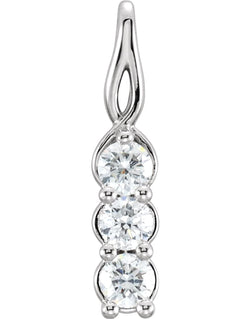 3-Stone Diamond Pendant, Rhodium-Plated 14k White Gold (0.25 Ctw, G-H Color, I1 Clarity)