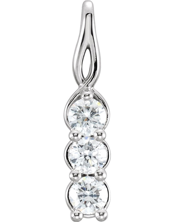 Platinum 3-Stone Diamond Pendant, (0.33 Ctw, G-H Color, I1 Clarity)