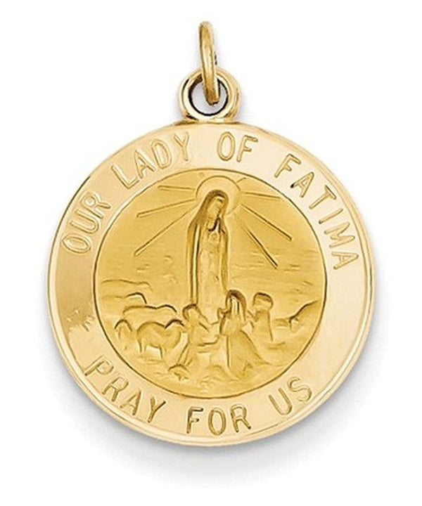14k Yellow Gold Our Lady Of Fatima Medal Charm (20x15MM)