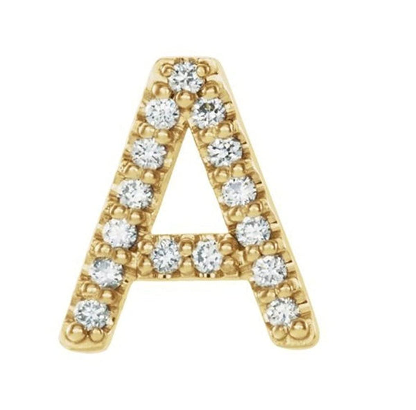 14k Yellow Gold Gold Diamond Letter 'A' Initial Stud Earring (Single Earring) (.06 Ctw, GH Color, I1 Clarity)