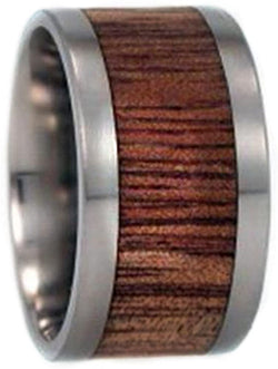 The Men's Jewelry Store (Unisex Jewelry) Koa Wood Inlay 12mm Comfort Fit Interchangeable Titanium Ring