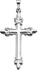 Men's Fleur-de-Lis Cross 14k White Gold Pendant