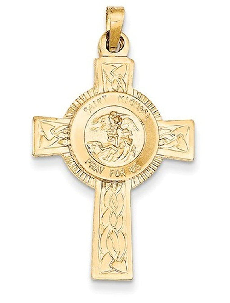 14k Yellow Gold St. Michael Medal Pendant (37X21MM)