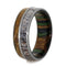 Deer Antler, Whiskey Barrel Oak Wood, Matte Titanium 8mm Comfort-Fit Dymondwood Band