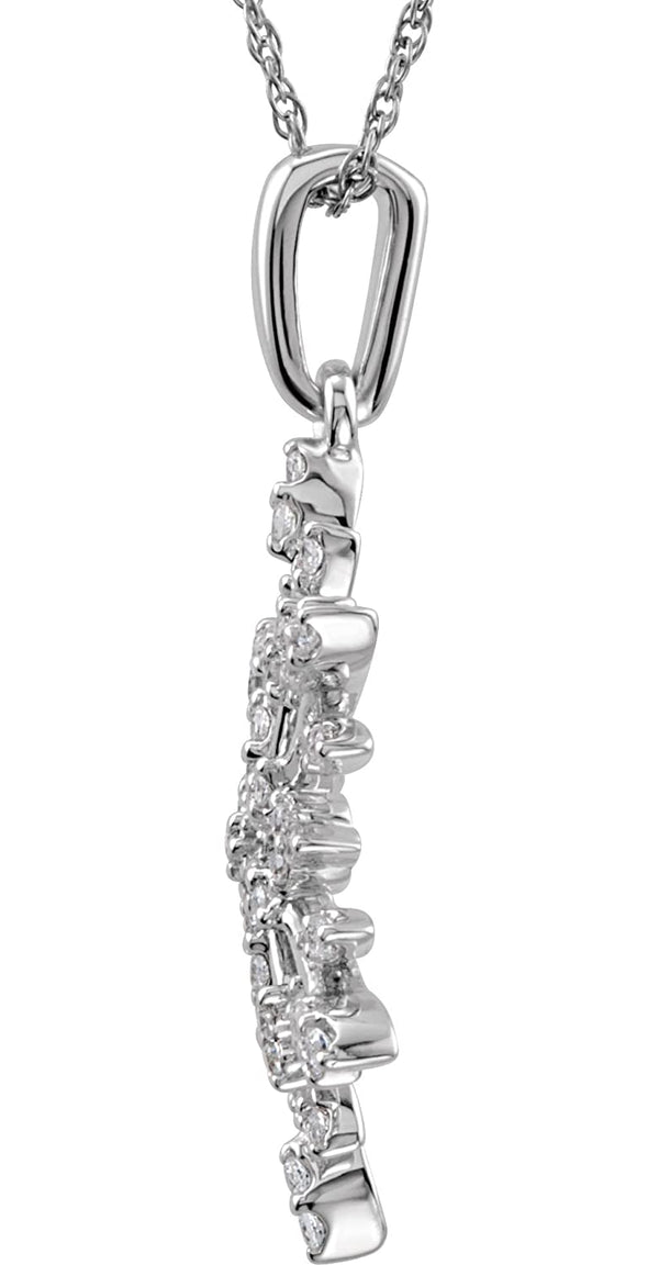 CZ Snowflake Sterling Silver Necklace, 18"