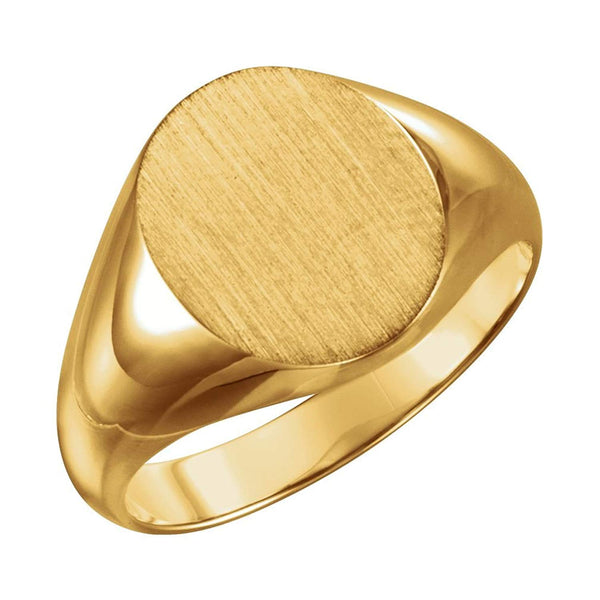 Men's 18k Yellow Gold Oval Signet Ring, 14X12mm