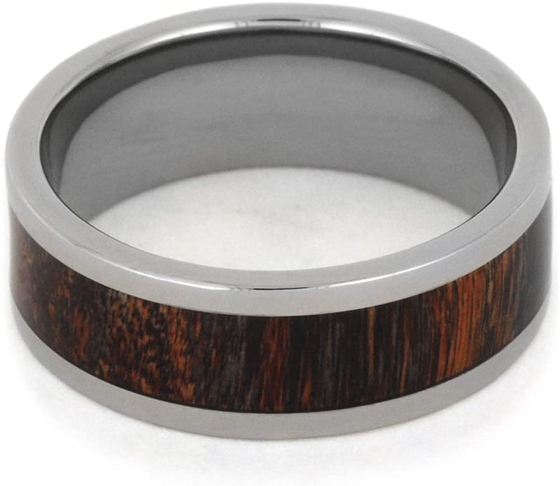 Red and Black Poplar Wood 8mm Comfort-Fit Titanium Wedding Band, Size 16