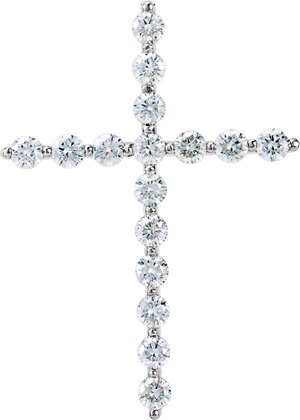 14k White Gold .75 Diamond Cross Pendant (GH Color, I2 Clarity)