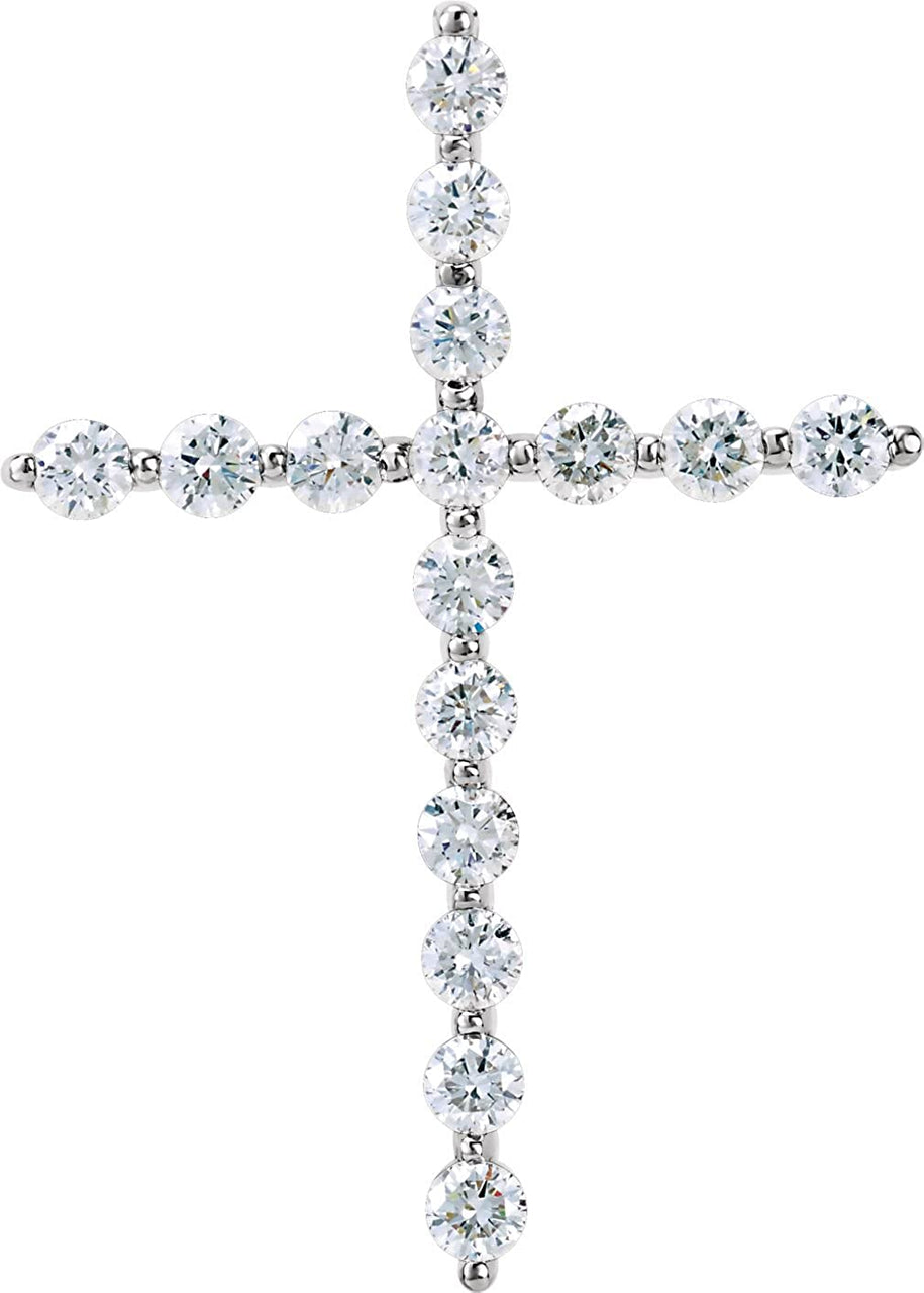 14k White Gold .75 Diamond Cross Pendant (GH Color, I2 Clarity)