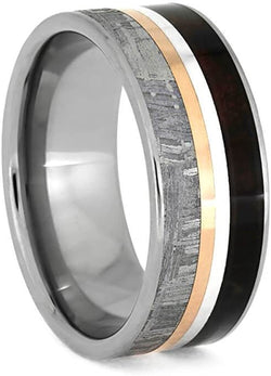 The Men's Jewelry Store (Unisex Jewelry) Gibeon Meteorite, Redwood, Twin Stripes 8mm Comfort-Fit Titanium Band