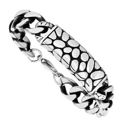 Men's Antiquing Pebble Bracelet, Stainless Steel, 8.5"