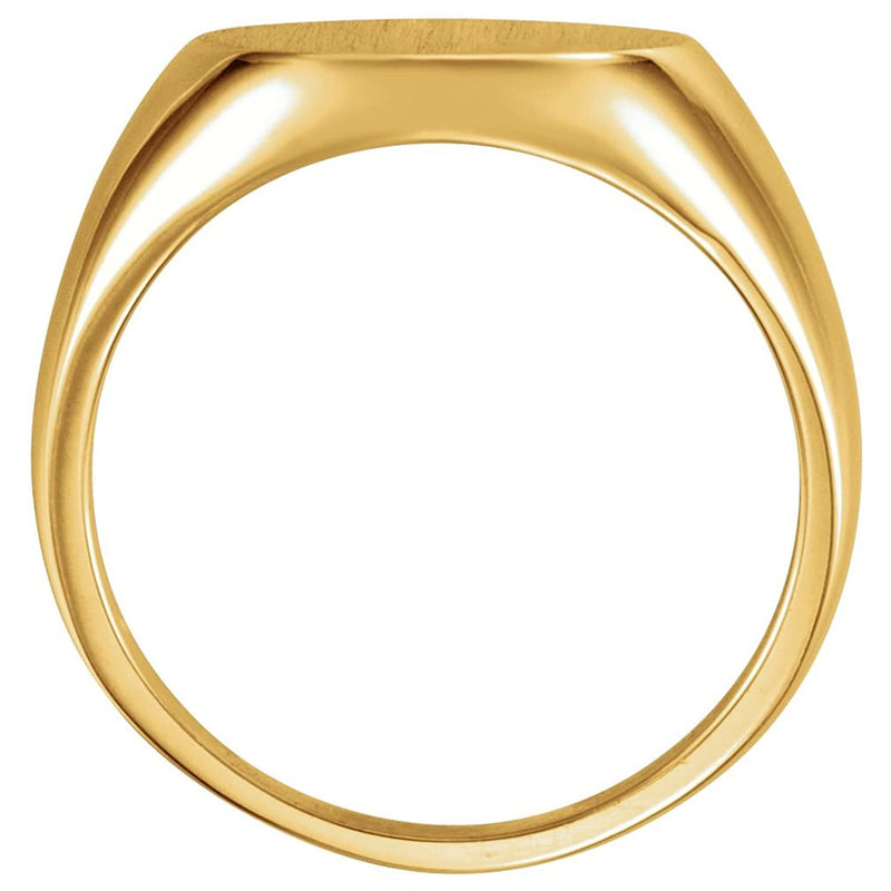 Men's 18k Yellow Gold 15mm Brushed Round Signet Ring