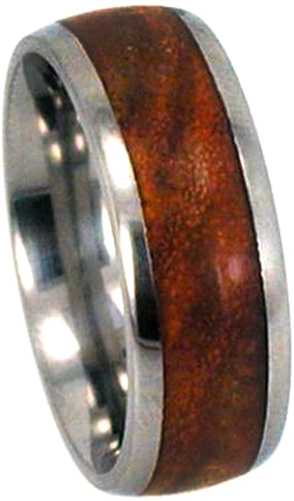 Canary Wood Inlay 8mm Comfort Fit Titanium Wedding Band, Size 13.5