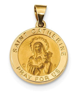 14k Yellow Gold St. Catherine Hollow Medal Pendant (19X19MM)