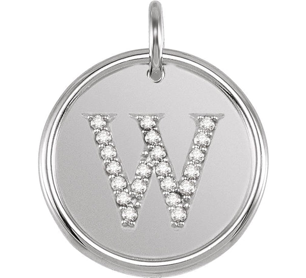 Diamond Initial "W" Necklace, Sterling Silver, 18" (0.1 Ctw, Color G-H, Clarity I1)
