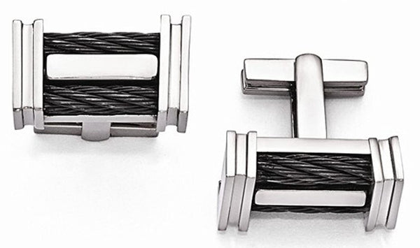 Signature Cable Collection Grey Titanium Cable Cuff Links 11X20MM