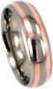 Rose Gold Inlay 6mm Comfort Fit Titanium Wedding Band, Size 9.75