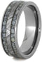 Deer Antler with Gibeon Meteorite Inlay 7mm Comfort-Fit Titanium Wedding Band, Size 8.25