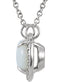 14K White Gold Cabochon Opal and Diamond Halo Necklace, 16.5"