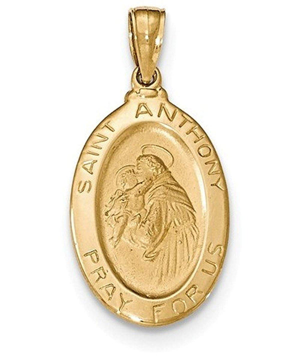 14k Yellow Gold Saint Anthony Oval Medal Pendant