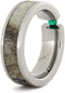 Tension Set Emerald and Deer Antler 6mm Comfort-Fit Titanium Wedding Band, Size 11.75