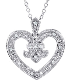 15-Stone Diamond Heart Sterling Silver Pendant Necklace, 18" (.068 Ctw)