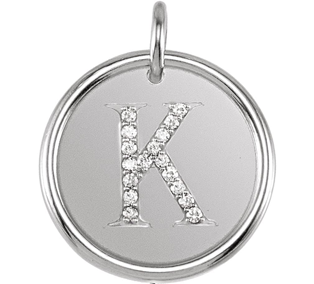 Diamond Initial "K" Pendant, Rhodium-Plated 14k White Gold (.08 Ctw, Color G-H, Clarity I1 )