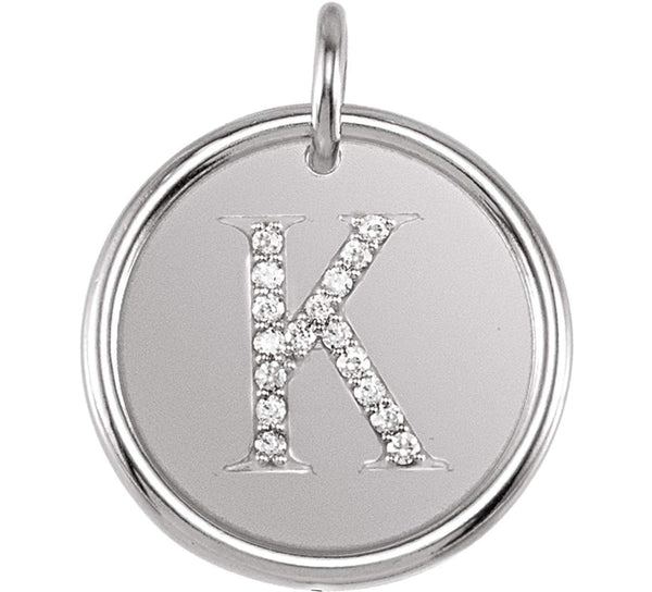 Diamond Initial "K" Pendant, Sterling Silver (.08 Ctw, Color G-H, Clarity I1 )