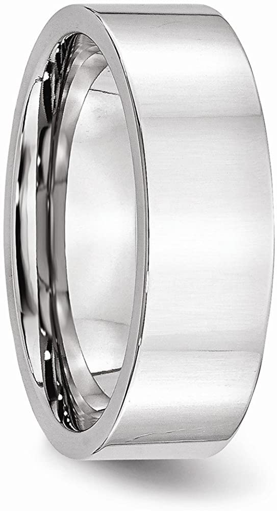 Men's Chromium Cobalt 7mm Comfort-Fit Flat Profile Polished Ring