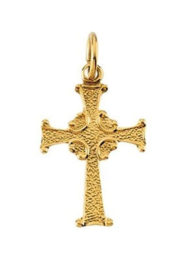 Celtic Youth Cross 14k Yellow Gold Pendant (14X10MM)