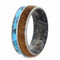 Turquoise, Mesquite Wood, Deer Antler Sleeve 7mm Comfort-Fit Brushed Titanium Wedding Band